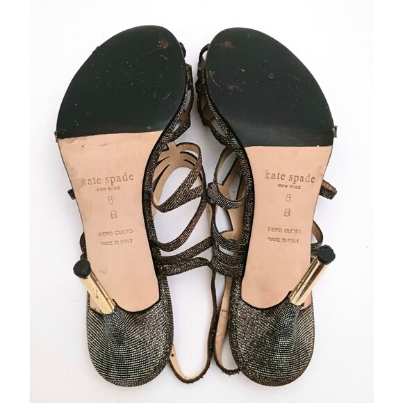 Kate Spade New York Issa Metallic Strappy Heeled Dress Sandal Sz 8 Made in Italy - Picture 8 of 10